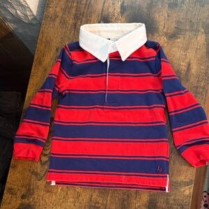 Janie and Jack Red and Navy Striped Polo